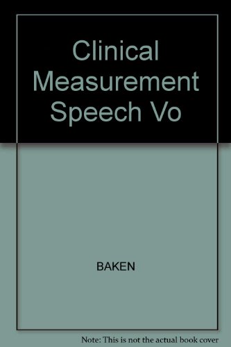 Imagen de archivo de Clinical Measurement of Speech and Voice a la venta por HPB-Red