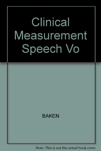 Stock image for Clinical Measurement of Speech and Voice for sale by HPB-Red