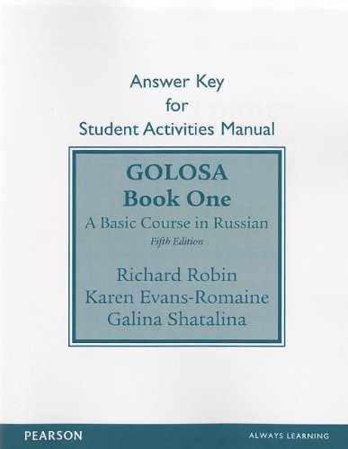 Beispielbild fr SAM Answer Key for Golosa: A Basic Course in Russian, Book One zum Verkauf von Books Unplugged