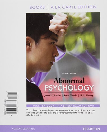 Abnormal Psychology, Books a La Carte Edition (9780205178681) by Butcher, James N.; Mineka, Susan; Hooley, Jill M.