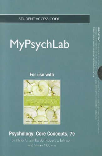 MyPsychLab without Pearson eText Standalone Access Card for Psychology: Core Concepts (9780205190171) by Zimbardo, Philip G.; Johnson, Robert L.; McCann, Vivian