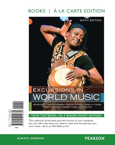 Beispielbild fr Excursions in World Music, Books a la Carte Edition (6th Edition) zum Verkauf von Iridium_Books