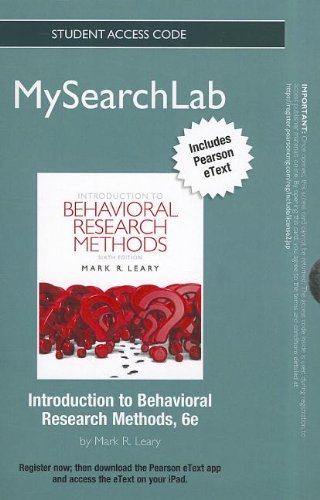 Imagen de archivo de MySearchLab with Pearson eText -- Standalone Access Card -- for Introduction to Behavioral Research Methods (6th Edition) (MySearchLab (Access Codes)) (NEW!!) a la venta por BookHolders