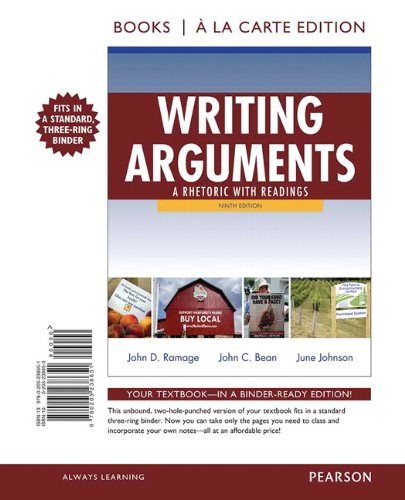 Beispielbild fr Writing Arguments: A Rhetoric with Readings, Books a la Carte Edition (9th Edition) zum Verkauf von HPB-Red