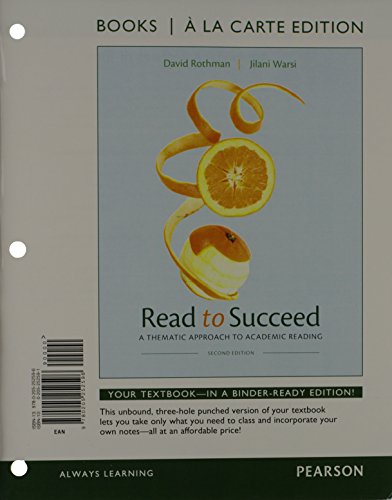 Imagen de archivo de Read to Succeed: A Thematic Approach to Academic, Books a la Carte Edition (2nd Edition) a la venta por HPB-Red