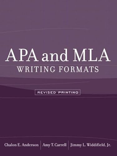 Beispielbild fr APA and MLA Writing Formats zum Verkauf von Better World Books