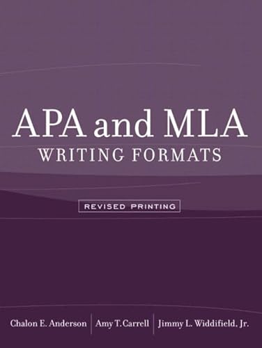 Imagen de archivo de APA and MLA Writing Formats a la venta por Better World Books