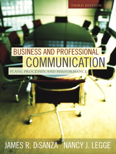 Stock image for Business and Professional Communication: Plans, Processes, and Performance (3rd Edition) for sale by BookHolders