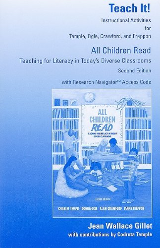 Stock image for Teach It! Student Instructional Activities (Valuepack item only) for All Children Read: Teaching for Literacy in Today's Diverse Classroom Temple, Charles A. and Gillet, Jean Wallace for sale by Textbookplaza