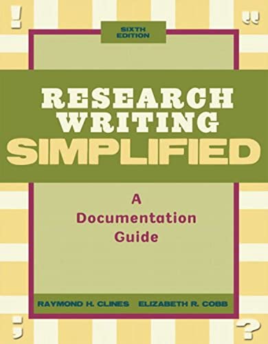 Imagen de archivo de Research Writing Simplified: A Documentation Guide a la venta por Jenson Books Inc
