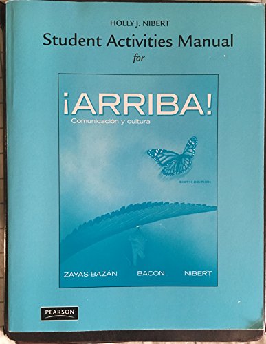 Beispielbild fr Student Activities Manual for ?Arriba!: Comunicaci?n y cultura zum Verkauf von SecondSale