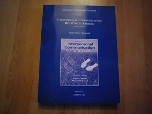 Stock image for Interpersonal Communication : Relating to Others Instructor's Manual and Test Bank for sale by HPB-Red