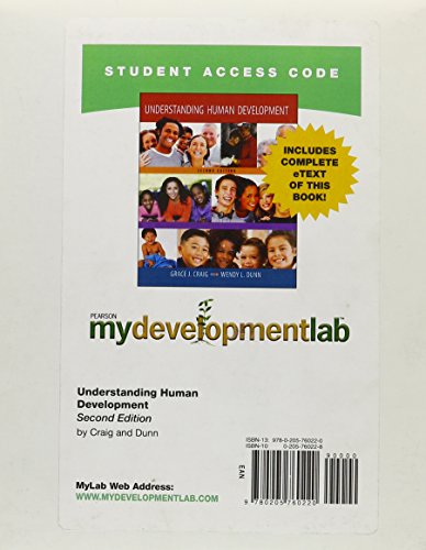 Understanding Human Development Mydevelopmentlab (9780205760220) by Craig, Grace J.; Dunn, Wendy L.