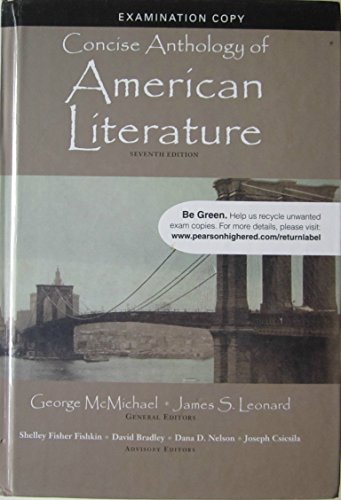 Imagen de archivo de Concise Anthology of American Literature: 7th Ed, Exam Copy a la venta por HPB-Red