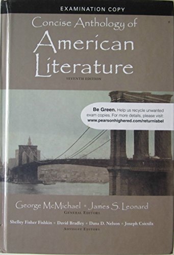 Stock image for Concise Anthology of American Literature: 7th Ed, Exam Copy for sale by HPB-Red