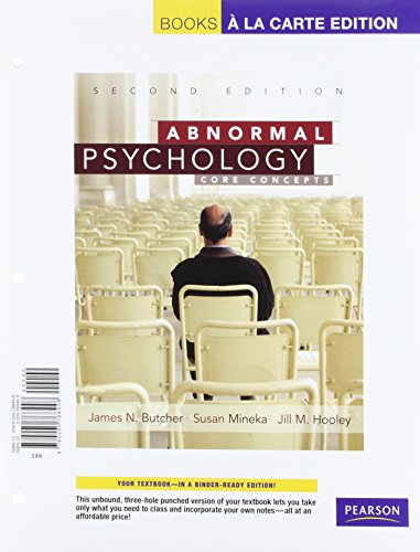 Beispielbild fr Abnormal Psychology: Core Concepts, Books a la Carte Edition (2nd Edition) zum Verkauf von HPB-Red