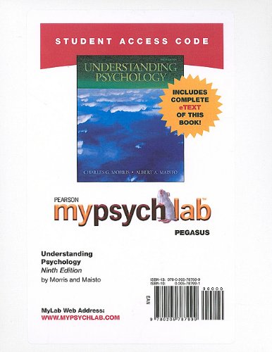 Understanding Psychology Mypsychlab Pegasus With Pearson Etext Student Access Code Card (9780205787999) by Morris, Charles G.; Maisto, Albert A.