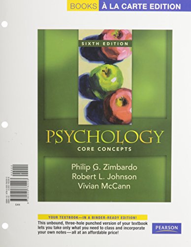 Psychology, core concepts + Mypsychlab Pegasus: Books a La Carte (9780205790883) by Zimbardo, Philip G.; Johnson, Robert L.; Mccann, Vivian