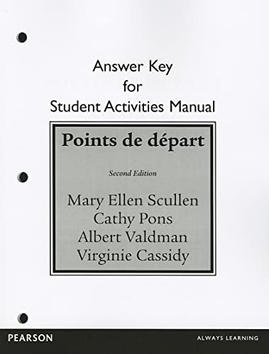 9780205796281: Student Activities Manual Answer Key for Points de dpart: Answer Key for Activities Manual