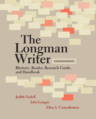 Imagen de archivo de The Longman Writer: Rhetoric, Reader, Research Guide, and Handbook a la venta por Jenson Books Inc