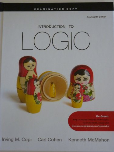 Beispielbild fr Introduction to Logic (Examination Copy) zum Verkauf von Books From California