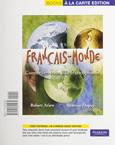 Stock image for Français-Monde: Connectez-vous  la francophonie, Books a la Carte Edition for sale by HPB-Red