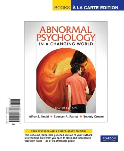 Imagen de archivo de Abnormal Psychology in a Changing World: Books a La Carte Edition a la venta por HPB-Red
