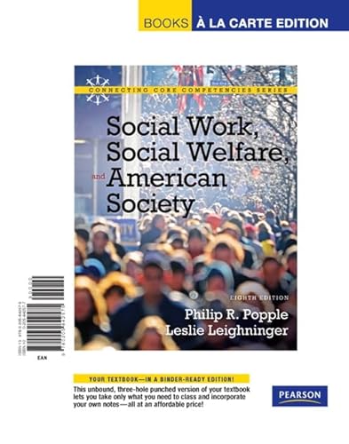 Beispielbild fr Social Work, Social Welfare and American Society, Books a la Carte Edition zum Verkauf von HPB-Red