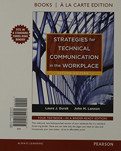 Imagen de archivo de Strategies for Technical Communication in the Workplace (Books a la Carte) a la venta por dsmbooks