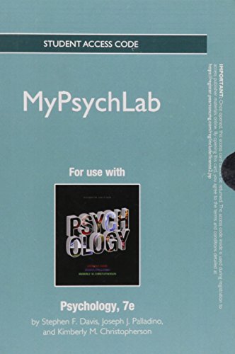 NEW MyLab Psychology without Pearson eText -- Standalone Access Card -- for Psychology (7th Edition) (9780205853106) by Davis, Stephen F.; Palladino, Joseph J.; Christopherson, Kimberly