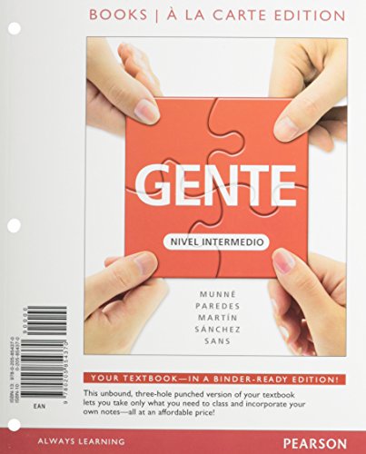 Beispielbild fr Gente: Nivel intermedio, Books a la Carte Edition zum Verkauf von redgorillabooks