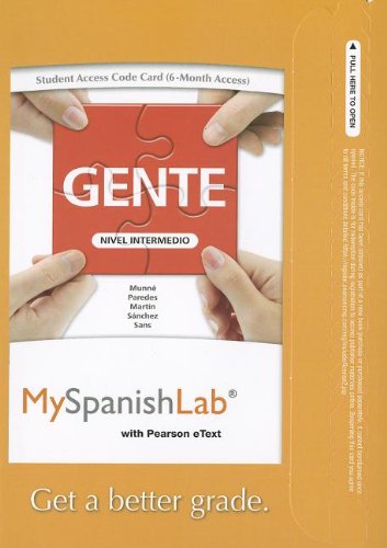 9780205856763: MySpanishLab with Pearson eText -- Access Card -- for Gente: Nivel intermedio (one semester access) (myspanishlab (Access Codes))