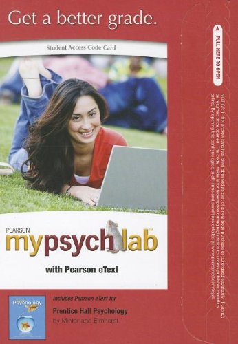 NEW MyPsychLab -- Standalone Access Card -- for Prentice Hall Psychology (9780205860326) by Minter, Katherine; Elmhorst, William; Ciccarelli, Saundra K.; White, J. Noland