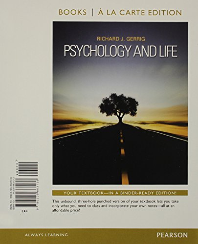 Beispielbild fr Psychology and Life, Books a la Carte Edition zum Verkauf von HPB-Red