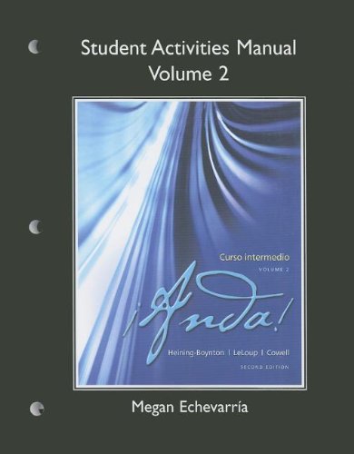 Beispielbild fr Student Activities Manual for ¡Anda! Curso intermedio, Volume 2 zum Verkauf von HPB-Red