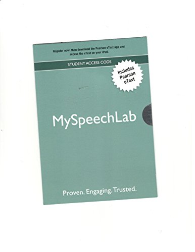 NEW MySpeechLab with Pearson eText -- Valuepack Access Card (9780205890101) by Pearson Education, . .