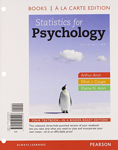 Beispielbild fr Statistics for Psychology, Books a la Carte Edition zum Verkauf von BooksRun