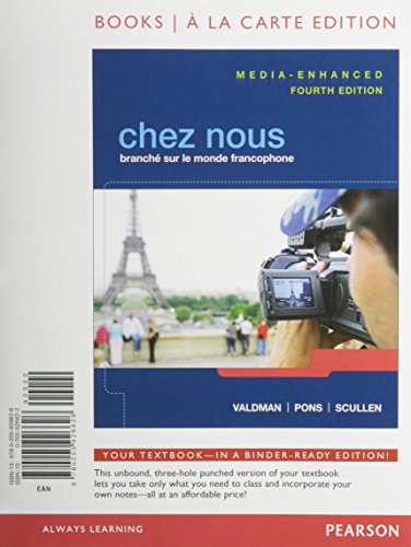 Beispielbild fr Chez nous: Branch sur le monde francophone, Media-Enhanced Version, Books a la Carte Edition (4th Edition) zum Verkauf von Ergodebooks