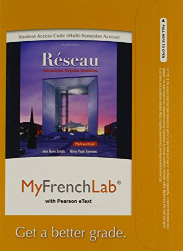 Beispielbild fr MyFrenchLab with Pearson eText -- Access Card -- for Rseau: Communication, Intgration, Intersections (multi semester Access) (NEW!!) zum Verkauf von BookHolders