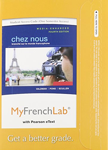 Beispielbild fr MyFrenchLab with Pearson eText -- Access Card -- for Chez nous: Branch sur le monde francophone, Media-Enhanced Version (one semester access) (4th Edition) zum Verkauf von BookHolders