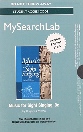 Beispielbild fr MySearchLab with Pearson eText -- Student Access Card -- for Music for Sight Singing (9th Edition) zum Verkauf von A Team Books
