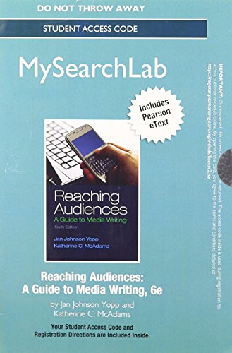 Imagen de archivo de NEW MySearch Lab with Pearson eText -- Standalone Access Card -- for Reaching Audiences a la venta por Revaluation Books