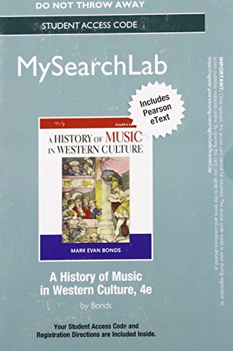 Stock image for MySearchLab with Pearson eText -- Standalone Access Card -- for History of Music in Western Culture (4th Edition) (NEW!!) for sale by BookHolders