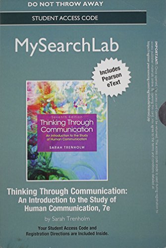 Stock image for Mysearchlab with Pearson Etext -- Standalone Access Card -- For Thinking Through Communication for sale by ThriftBooks-Dallas