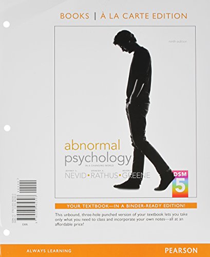 Beispielbild fr Abnormal Psychology in s Changing World, Books a la Carte Edition (9th Edition) zum Verkauf von HPB-Red