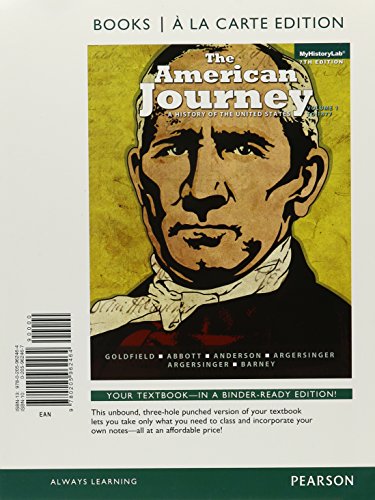 Imagen de archivo de The American Journey: A History of the United States, Volume 1, Books a la Carte Edition (7th Edition) a la venta por HPB-Red