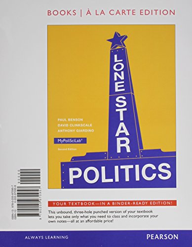 Stock image for Lone Star Politics, Books a la Carte Edition (2nd Edition) for sale by HPB-Red