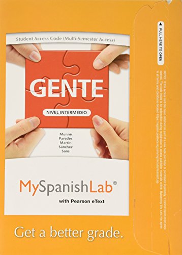 Beispielbild fr MySpanishLab with Pearson eText -- Access Card -- for Gente: Nivel intermedio (multi-semester access) zum Verkauf von SecondSale