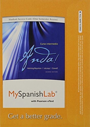 Beispielbild fr MySpanishLab with Pearson eText -- Access Card -- for Anda! Curso intermedio (one semester access) (2nd Edition) zum Verkauf von BookHolders