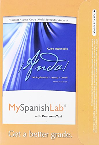 Beispielbild fr MySpanishLab with Pearson eText -- Access Card -- for ¡Anda! Curso intermedio (multi-semester access) (2nd Edition) zum Verkauf von HPB-Red